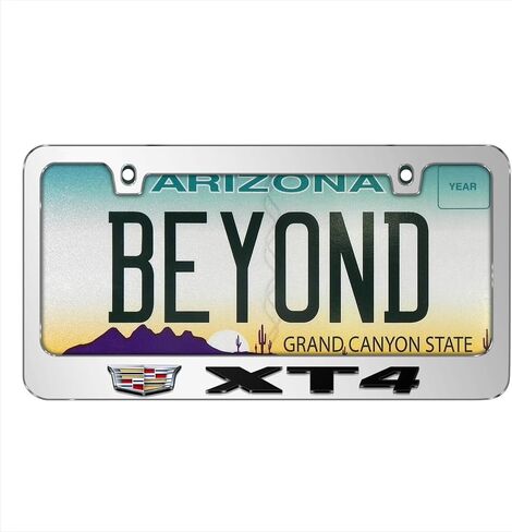 iPick Image for Cadillac XT4 in 3D on Mirror Chrome Metal License Plate Frame in Saudi Arabia