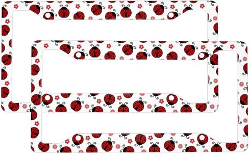 Cute Cartoon Ladybugs License Plate Frames for Women Men Universal License Plate Cover Auto Decorative Solid Rust-Proof Aluminum Car Tag Holder with 2 Holes and Screws Car Accessories 2 Pack in Kuwait