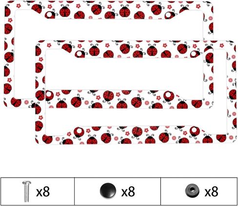 Cute Cartoon Ladybugs License Plate Frames for Women Men Universal License Plate Cover Auto Decorative Solid Rust-Proof Aluminum Car Tag Holder with 2 Holes and Screws Car Accessories 2 Pack in Kuwait