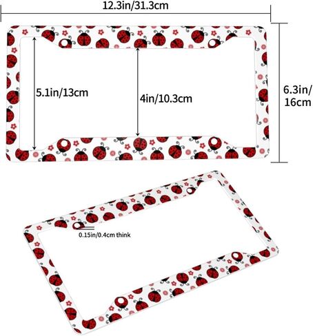 Cute Cartoon Ladybugs License Plate Frames for Women Men Universal License Plate Cover Auto Decorative Solid Rust-Proof Aluminum Car Tag Holder with 2 Holes and Screws Car Accessories 2 Pack in Kuwait