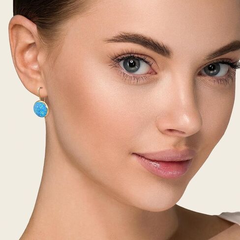 14K Gold Gemstone Earrings - Solid Gold Earrings -14K Gold Earrings for Women - Statement Earrings - Gold Dangle Earrings - Wedding Earrings for Brides - Gemstone Jewelry for Women in Kuwait