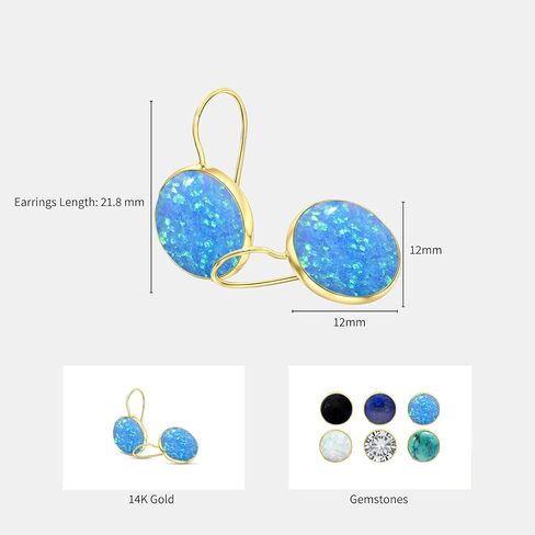 14K Gold Gemstone Earrings - Solid Gold Earrings -14K Gold Earrings for Women - Statement Earrings - Gold Dangle Earrings - Wedding Earrings for Brides - Gemstone Jewelry for Women in Kuwait
