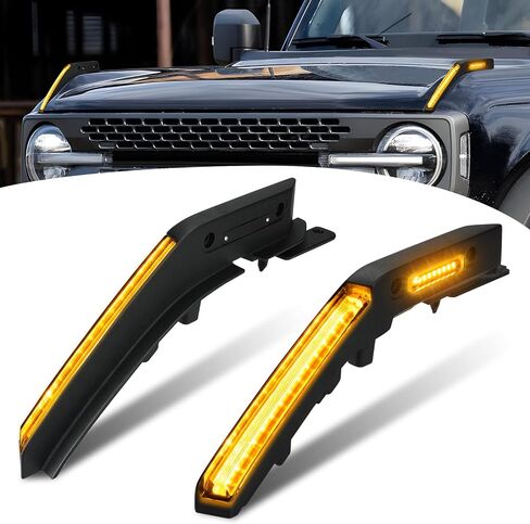 مصابيح رؤية درب غطاء محرك السيارة D-Lumina لـ Fo-rd Bronco 2021-2025 (ليست لرياضات برونكو)، غطاء أمامي كهرماني إشارة جانبية لإشارة الانعطاف 2/4 أبواب ملحقات برونكو، حزمة من 2 in Saudi Arabia