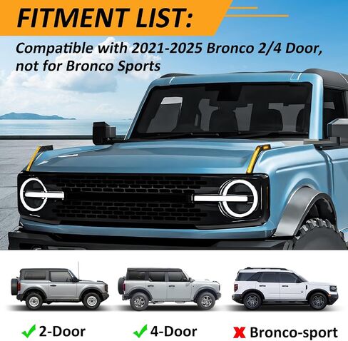 مصابيح رؤية درب غطاء محرك السيارة D-Lumina لـ Fo-rd Bronco 2021-2025 (ليست لرياضات برونكو)، غطاء أمامي كهرماني إشارة جانبية لإشارة الانعطاف 2/4 أبواب ملحقات برونكو، حزمة من 2 in Saudi Arabia