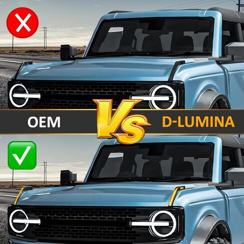 مصابيح رؤية درب غطاء محرك السيارة D-Lumina لـ Fo-rd Bronco 2021-2025 (ليست لرياضات برونكو)، غطاء أمامي كهرماني إشارة جانبية لإشارة الانعطاف 2/4 أبواب ملحقات برونكو، حزمة من 2 in Saudi Arabia