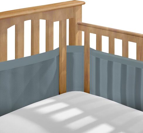 BreathableBaby Breathable Mesh Liner for Full-Size Cribs, Deluxe 4mm Mesh, White Ruffle (Size 4FS Covers 3 or 4 Sides) in Kuwait
