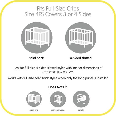 BreathableBaby Breathable Mesh Liner for Full-Size Cribs, Deluxe 4mm Mesh, White Ruffle (Size 4FS Covers 3 or 4 Sides) in Kuwait