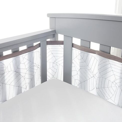BreathableBaby Breathable Mesh Liner for Full-Size Cribs, Deluxe 4mm Mesh, White Ruffle (Size 4FS Covers 3 or 4 Sides) in Kuwait
