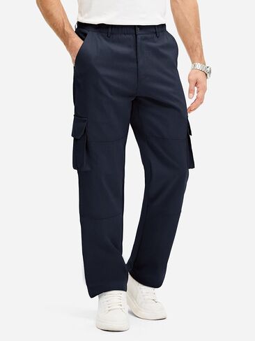 بنطال PLEPAN الرجالي ذو الساق المستقيمة والمطاطة، مناسب بشكل مريح وخفيف الوزن برباط للمشي لمسافات طويلة، سروال عمل تكتيكي in Kuwait