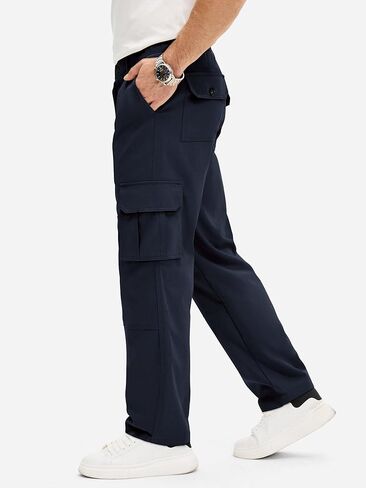 بنطال PLEPAN الرجالي ذو الساق المستقيمة والمطاطة، مناسب بشكل مريح وخفيف الوزن برباط للمشي لمسافات طويلة، سروال عمل تكتيكي in Kuwait