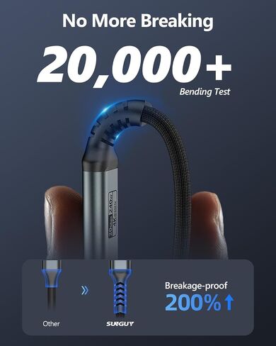 كابل SUNGUY USB C 3.2 Gen 2 بطول 1.5 قدم، كابل USB C إلى USB C بقوة 240 واط شحن سريع، نقل بيانات بسرعة 20 جيجابت في الثانية، كابل شاشة USB C لإخراج فيديو 4K لهاتف iPhone 15/15 Pro/15 Pro Max، Samsung، MacBook Air/Pro in Saudi Arabia