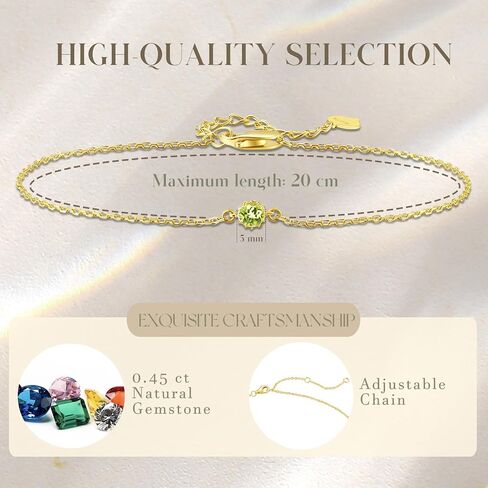 FANCIME 14K الذهب الأصفر الصلب الأحجار الكريمة الطبيعية حساسة صغيرتي سوار جوهرة الميلاد المجوهرات الجميلة الذكرى عيد الميلاد هدايا عطلة للنساء، 6 + 1.2 بوصة in Saudi Arabia