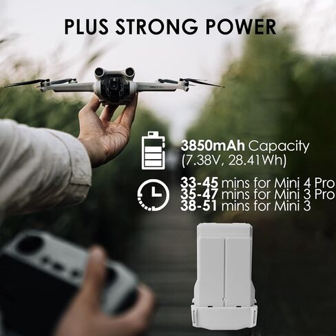Mini 3 Pro Battery Plus 2 Packs, 47-51 mins of max Flight time, 3850mAh-7.38V Intelligent Flight Replacement Batteries for DJI Mini 3/3 Pro in Saudi Arabia