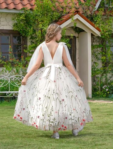 Flower Girl Dress Sleeveless Satin Princess Dress for Birthday Wedding Party Formal Pageant Dresses for Girls in Kuwait