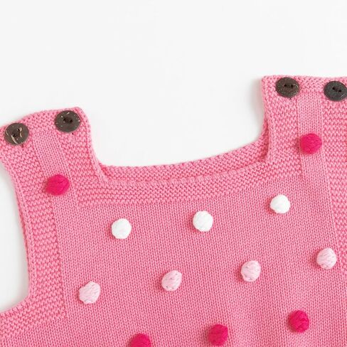 Simplee kids Baby Girl Kint Romper Fall Sleeveless Pompoms Rompers Newborn Little Girl Overall Jumpsuit Outfits in Kuwait