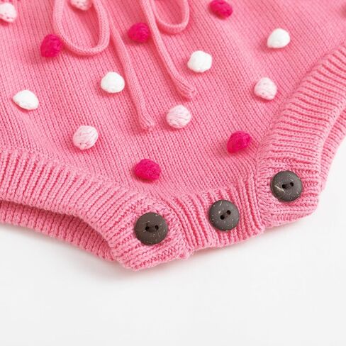 Simplee kids Baby Girl Kint Romper Fall Sleeveless Pompoms Rompers Newborn Little Girl Overall Jumpsuit Outfits in Kuwait
