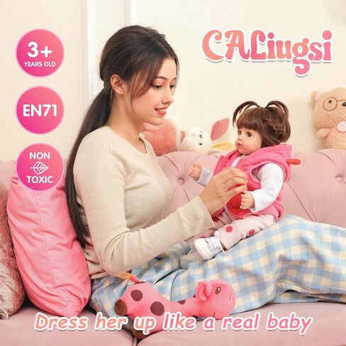 Realistic Reborn Baby Dolls 22" Full Body Vinyl Real Life Like Bebe Dolls for Girls and Boys Realistas Lifelike Muñecas para Niñas with Birth Certificate and Feeding Kit Toys for Kids Age 3+ in Saudi Arabia
