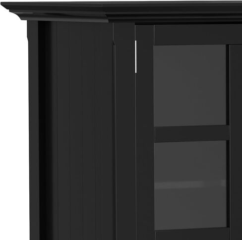 SIMPLIHOME Acadian SOLID WOOD 62 inch Wide Rustic Wide Storage Cabinet in Brunette Brown, with 3 Tempered Glass Doors, 3 Adjustable Shelves in Saudi Arabia
