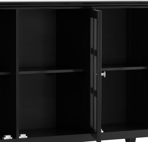 SIMPLIHOME Acadian SOLID WOOD 62 inch Wide Rustic Wide Storage Cabinet in Brunette Brown, with 3 Tempered Glass Doors, 3 Adjustable Shelves in Saudi Arabia