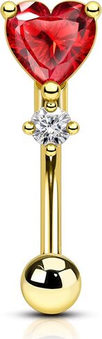 COCHARM Red Heart Rook Earrings, 16G Rook Eyebrow Jewelry, Stainless Steel Vertical labret stud in Saudi Arabia