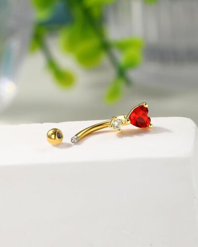 COCHARM Red Heart Rook Earrings, 16G Rook Eyebrow Jewelry, Stainless Steel Vertical labret stud in Saudi Arabia