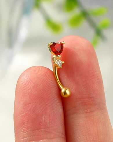 COCHARM Red Heart Rook Earrings, 16G Rook Eyebrow Jewelry, Stainless Steel Vertical labret stud in Saudi Arabia