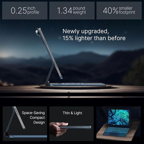 حافظة لوحة مفاتيح typecase لجهاز iPad Pro 13 بوصة (M4) 2024، لوحة مفاتيح سحرية مع إضاءة خلفية 11 لونًا لجهاز iPad Pro 13، حافظة لوحة مفاتيح مع حامل أقلام رصاص، لوحة تتبع متعددة اللمس، حامل مغناطيسي سهل الضبط، أرجواني فاتح in Kuwait