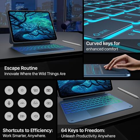 حافظة لوحة مفاتيح typecase لجهاز iPad Pro 13 بوصة (M4) 2024، لوحة مفاتيح سحرية مع إضاءة خلفية 11 لونًا لجهاز iPad Pro 13، حافظة لوحة مفاتيح مع حامل أقلام رصاص، لوحة تتبع متعددة اللمس، حامل مغناطيسي سهل الضبط، أرجواني فاتح in Kuwait