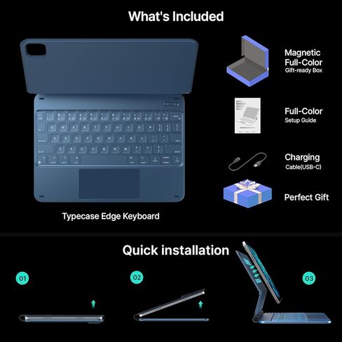 حافظة لوحة مفاتيح typecase لجهاز iPad Pro 13 بوصة (M4) 2024، لوحة مفاتيح سحرية مع إضاءة خلفية 11 لونًا لجهاز iPad Pro 13، حافظة لوحة مفاتيح مع حامل أقلام رصاص، لوحة تتبع متعددة اللمس، حامل مغناطيسي سهل الضبط، أرجواني فاتح in Kuwait