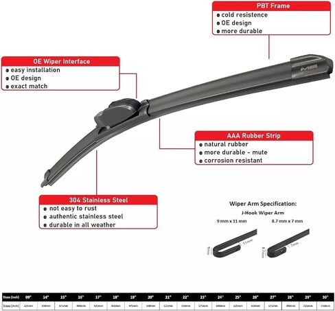 Front Wiper Blades For MERCEDES-BENZ CLK320 98-03 E300 95-99 E320 24" Premium All-Season OE Quality 2M PLASTIC in Saudi Arabia