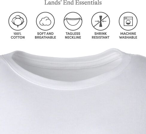 تي شيرت نسائي من القطن الناعم بأكمام قصيرة من Lands' End Essentials - مقاس أنثوي مصمم خصيصًا in Saudi Arabia