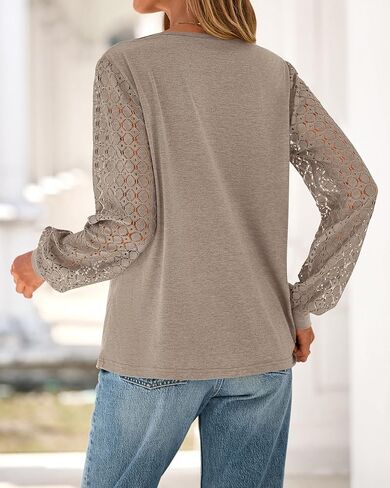 BTFBM Women's Long Sleeve Shirts Dressy Lace Fall Tops 2025 Trendy Business Casual T-Shirts Cute Work Outfits Blouses in Saudi Arabia