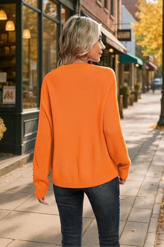 Jouica Women's Cable Knit Crewneck Sweaters Casual Long Sleeve Lightweight Ribbed Pullover Fall Outfits for Women 2025 in Kuwait