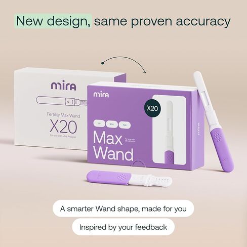 Mira Fertility MAX Wands, Ovulation Test Strips for Women, Predict & Confirm Ovulation at Home, Track PdG, LH and E3G, Use with The Digital Mira Fertility Monitor Kit + App, 20 Tests in Kuwait
