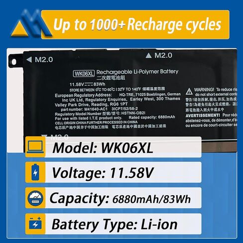 استبدال بطارية IR06XL 83Wh لمحطة العمل المحمولة HP ZBook Power G7 G9 G10/ZBook Power G10 A Series M01523-2C1 M01523-2C2 M02029-005 TPN-DB0C IR06083XL 11.58V in Kuwait