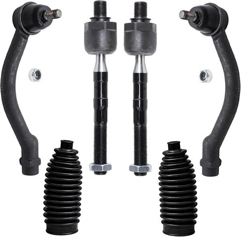 Detroit Axle - Front 6pc Tie Rods Kit for 2006-2010 Hyundai Sonata 2006-2011 Azera, 4 Inner & Outer Tie Rod Endss 2 Tie Rod Boots 2007 2008 2009 Replacement in Saudi Arabia