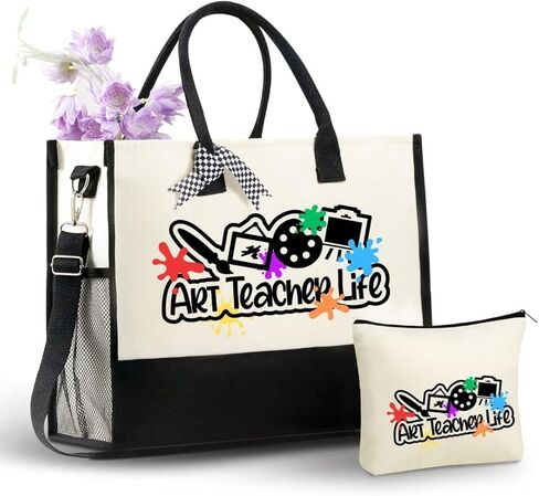 InnoBeta Art Teacher Gifts Canvas Tote Bag for Women, Important Art Teacher Stuff Bag,Teacher Appreciation Gifts for Teacher Appreciation Day, Birthday, Thanksgiving, Christmas in Saudi Arabia