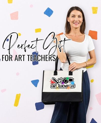 InnoBeta Art Teacher Gifts Canvas Tote Bag for Women, Important Art Teacher Stuff Bag,Teacher Appreciation Gifts for Teacher Appreciation Day, Birthday, Thanksgiving, Christmas in Saudi Arabia