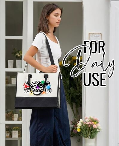 InnoBeta Art Teacher Gifts Canvas Tote Bag for Women, Important Art Teacher Stuff Bag,Teacher Appreciation Gifts for Teacher Appreciation Day, Birthday, Thanksgiving, Christmas in Saudi Arabia