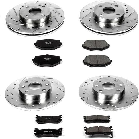 Power Stop K794 Front and Rear Z23 Carbon Fiber Brake Pads with Drilled & Slotted Brake Rotors Kit For Mazda Miata 1994-1997, Mazda Miata 1999-2005 [Model Specific] in Saudi Arabia