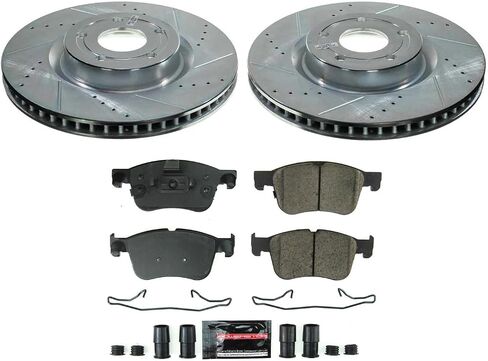 Power Stop Front K8643 Carbon-Fiber Ceramic Brake Pad with Drilled and Slotted Rotor Kit Z23 Daily Driver For Ford Bronco Sport, Ford Escape, Lincoln Corsair [Model Specific] in Saudi Arabia