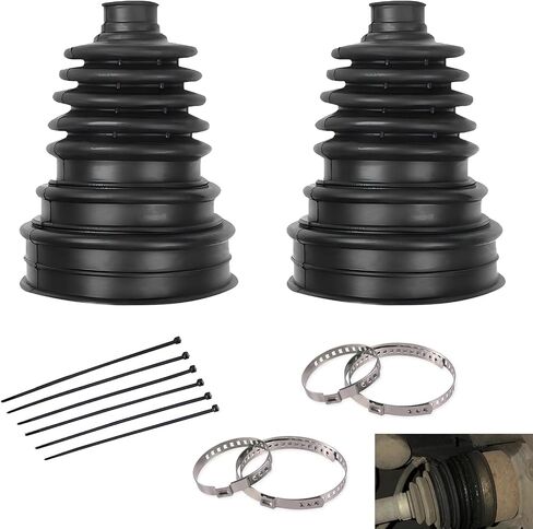 2 PCS CV Axle Boot, Waterproof One-piece Design Tie Rod Boots with 4 Stainless Steel Clamps and 6 Cable Ties, Repair Kit for Protect Axle, Universal for Most Cars, Trucks, SUVs (Black) in Saudi Arabia