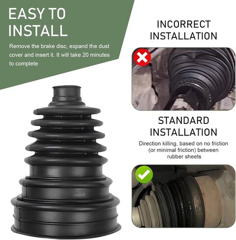 2 PCS CV Axle Boot, Waterproof One-piece Design Tie Rod Boots with 4 Stainless Steel Clamps and 6 Cable Ties, Repair Kit for Protect Axle, Universal for Most Cars, Trucks, SUVs (Black) in Saudi Arabia
