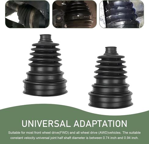 2 PCS CV Axle Boot, Waterproof One-piece Design Tie Rod Boots with 4 Stainless Steel Clamps and 6 Cable Ties, Repair Kit for Protect Axle, Universal for Most Cars, Trucks, SUVs (Black) in Saudi Arabia