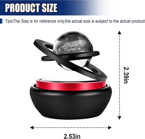 Solar Energy Car Air Freshener, Rotatable Aromatherapy Diffuser with Crystal Ball, Automatic Rotate Automotive Dashboard Decoration, Vehicle Interior Accessories for Cars Home Office (Red) in Saudi Arabia