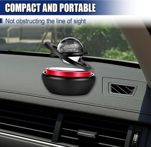 Solar Energy Car Air Freshener, Rotatable Aromatherapy Diffuser with Crystal Ball, Automatic Rotate Automotive Dashboard Decoration, Vehicle Interior Accessories for Cars Home Office (Red) in Saudi Arabia