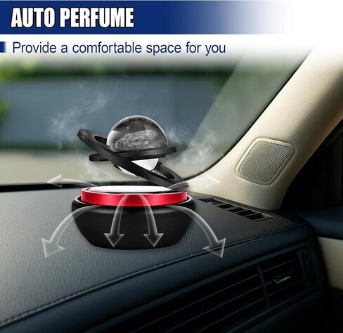 Solar Energy Car Air Freshener, Rotatable Aromatherapy Diffuser with Crystal Ball, Automatic Rotate Automotive Dashboard Decoration, Vehicle Interior Accessories for Cars Home Office (Red) in Saudi Arabia