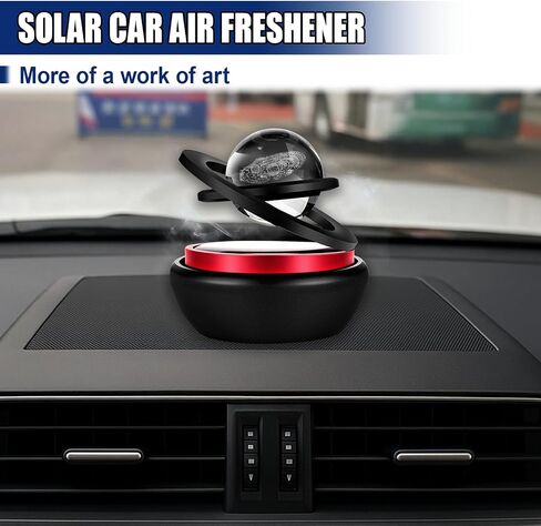 Solar Energy Car Air Freshener, Rotatable Aromatherapy Diffuser with Crystal Ball, Automatic Rotate Automotive Dashboard Decoration, Vehicle Interior Accessories for Cars Home Office (Red) in Saudi Arabia