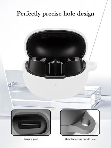 متوافق مع سماعات الأذن اللاسلكية QCY MeloBuds Pro True Wireless (2024) غطاء حماية من السيليكون الناعم مع سلسلة مفاتيح ومجموعة تنظيف وحبل قصير، غطاء مقاوم للصدمات لسماعات الأذن QCY MeloBuds Pro - أسود in Saudi Arabia