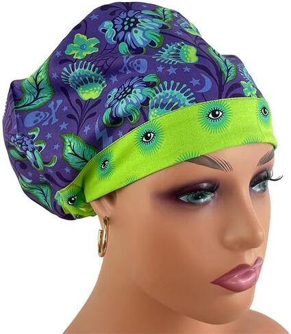 European Style Scrub Cap – Tiny Creatures/Wicked Eyes - Scrub Hat for Women & Men tie Back | Working Cap with Holder. Scrub Hats for Women, Nurses Hats | Dr. Hats in Saudi Arabia